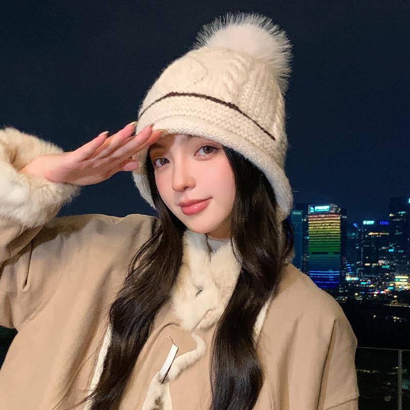 Women S Sweet Korean Style Knit Hat Earflap Pullover Warm Winter Hat