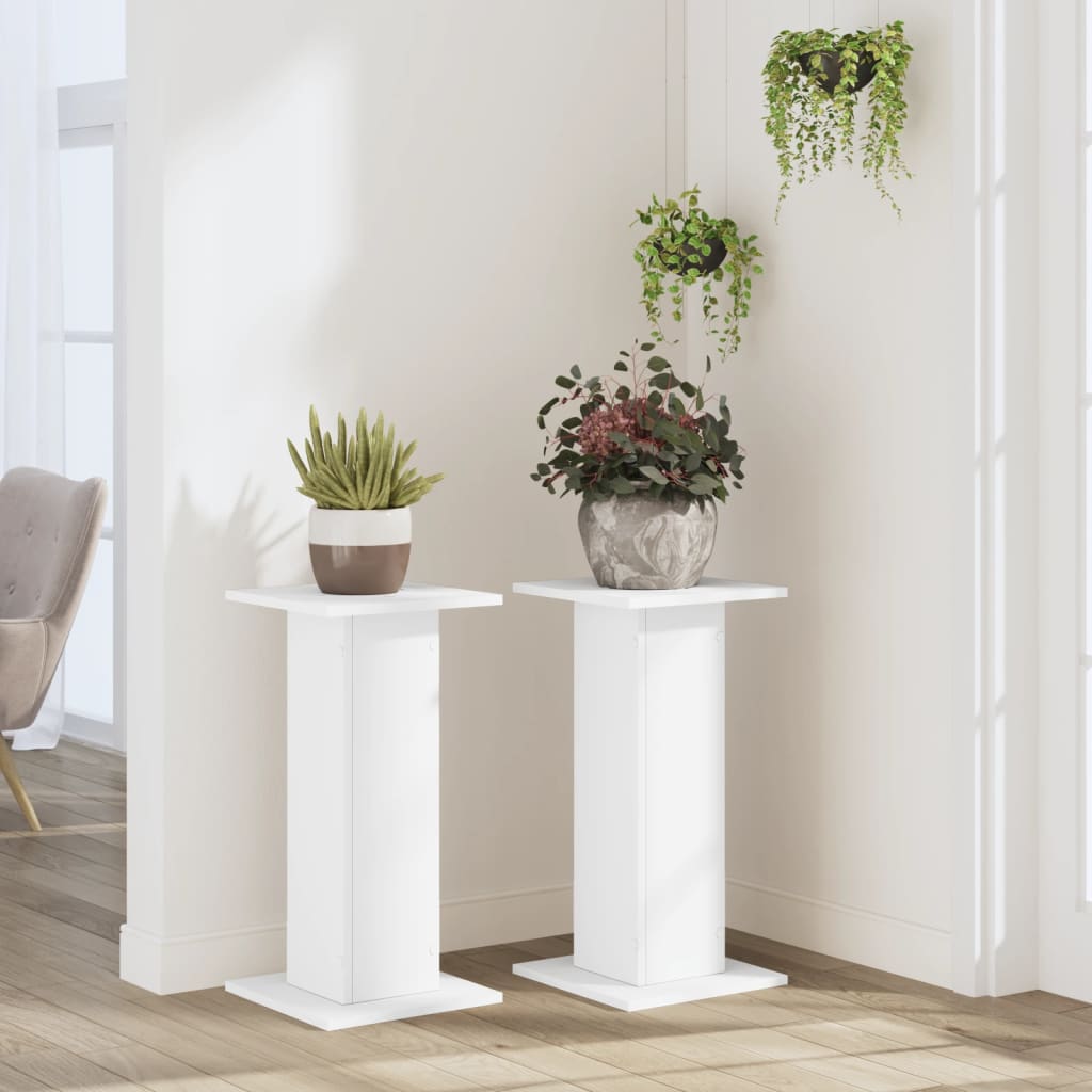 Plant Stand Set of 2 White 30 x 30 x 60 cm Engineered Wood