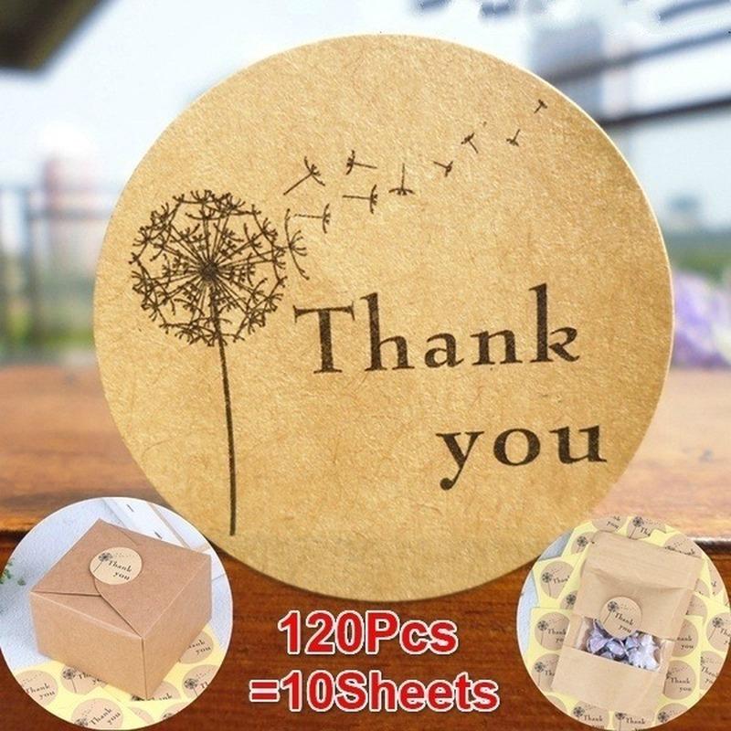 120 шт. Цена Круглый Спасибо Одуванчик Запечатывающая наклейка Упаковка для выпечки Пакет для печенья Спасибо Наклейка Этикетка