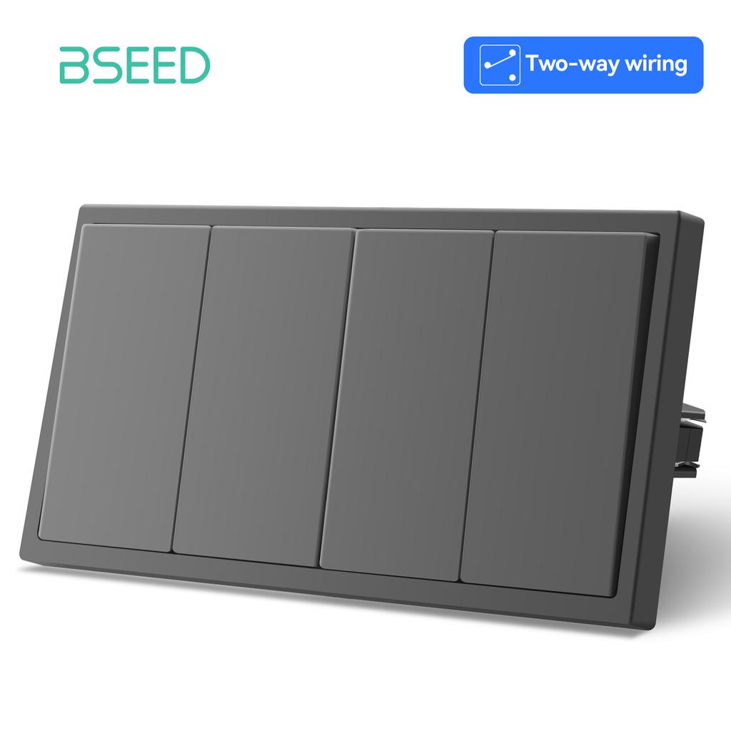 BSEED 1/2Gang Large Button Light Switches 1/2Way Plus Wall Power Type-c USB Sockets Fast Charging EU Standard Plastic Frames