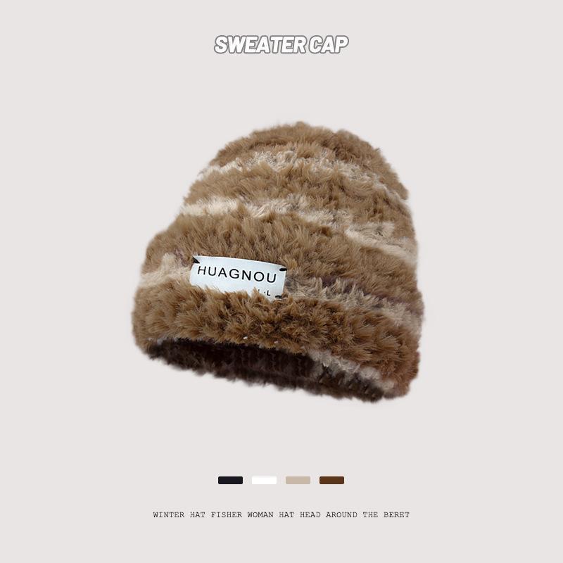 Hat Female Autumn and Winter Warm Knitted Wool Snow Hat Cycling Mother Fashion Ear Protection Headgear Scarf Integrated Hat