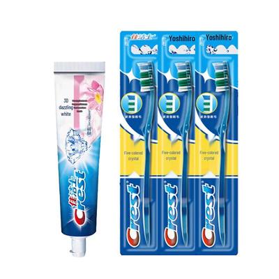Зубная паста Crest 3D White 120 г и 3 мягкие разноцветные кристаллические зубные щетки