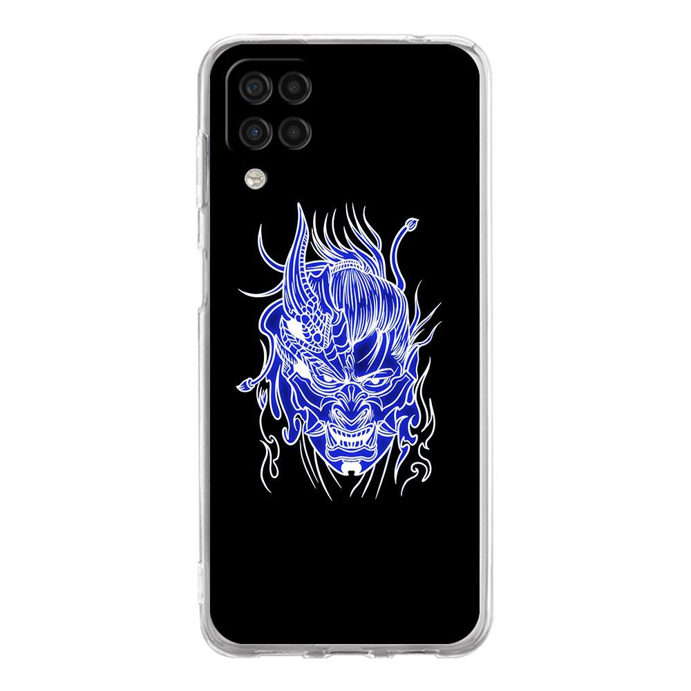 Неоновый чехол для телефона с маской самурая Они для Samsung Galaxy A51 A71 A21S A12 A11 A31 A41 A03S A13 A33 A73 A53 A52 A32 5G A23 Прозрачный чехол
