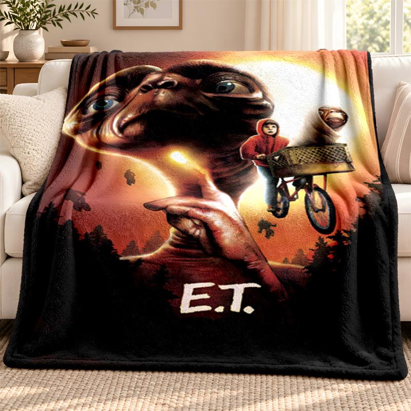 E.T blanket Flannel Blanket Soft Cozy Plush Throw for Sofa Bed Lightweight Home Decoration Outdoor camping