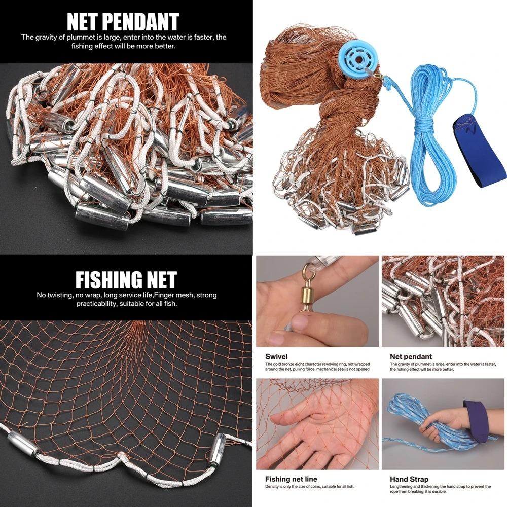 Saltwater Fishing Cast Net For Bait Trap Fish 3Ft/4Ft/5Ft/6Ft/8Ft Radius Casting Nets With Heavy Duty Zinc Sinker Easy To Throw
