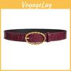 Womens Grain Stone Pu Leather Belt With Twists Oval Metal Buckle Everyday For