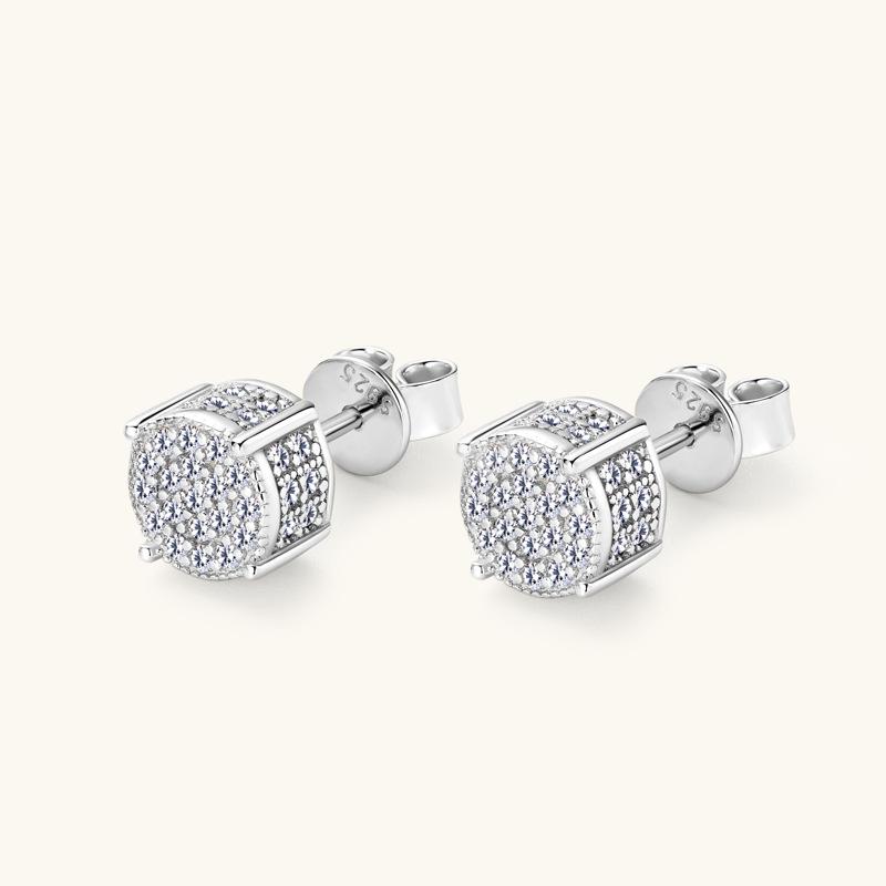 New Hip Hop Stud Earrings for Women Man High-grade Trendy Jewellery S925 Sterling Silver Vvs Gra Certificate Moissanite