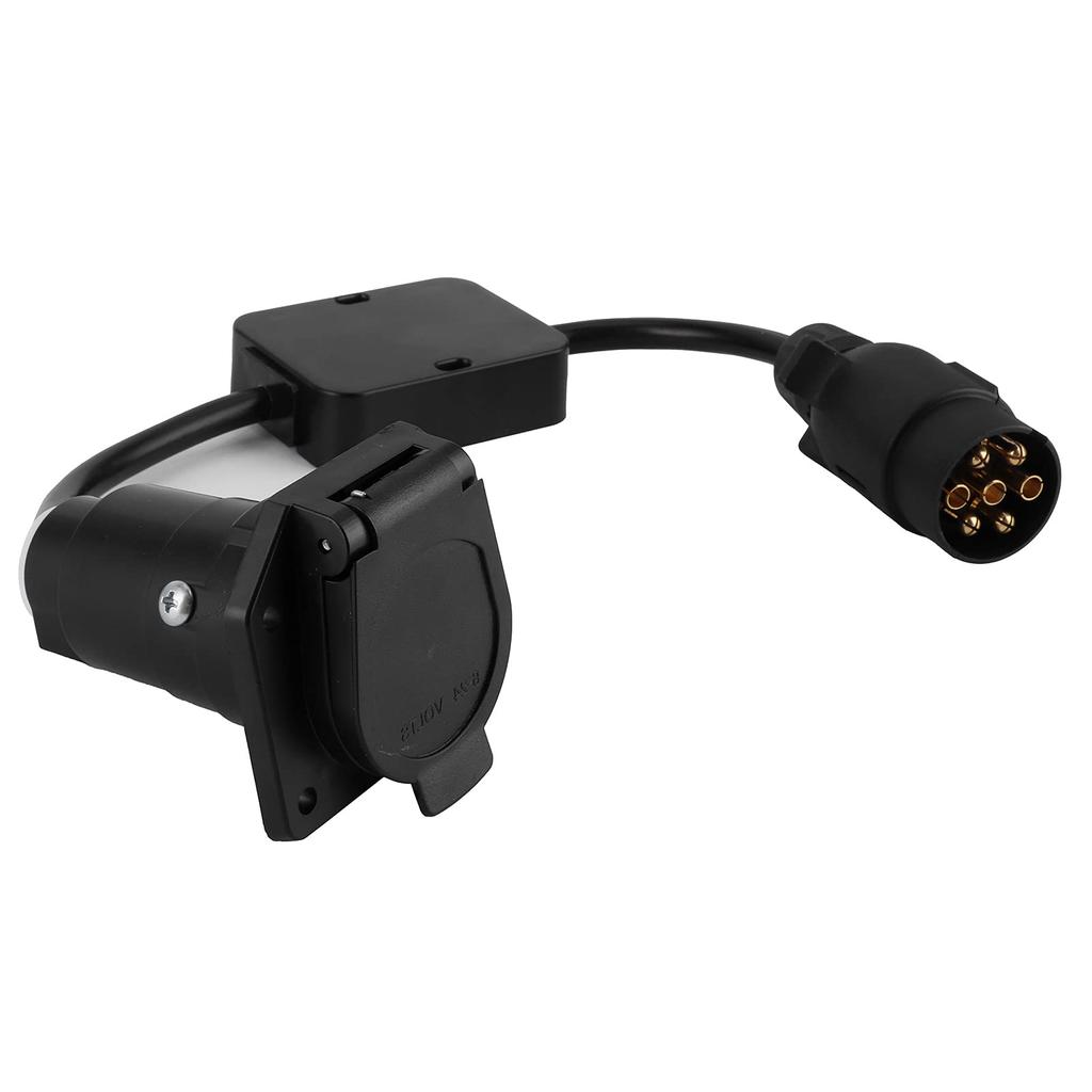 7-Pin Circular Connector, Trailer Adapter Connector, Light Cable Converter, Conversion Adapter, European 7-Pin to American 7-Way Plug