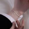 Zircon Star Pendant Half Bangle Half Bracelet For Women Girl Double Layer Bracelet Birthday Festival Christmas Gift