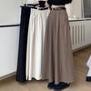 Women Skirt Elegant Flared A-Line Midi Skirt with Pockets Fashionable Solid Color Lady Skirt for Autumn