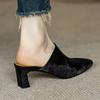 Silk Cool Slippers Women's 2024 New Outer Wear Thick Heel Brown French High Heel Bag Head Half Drag