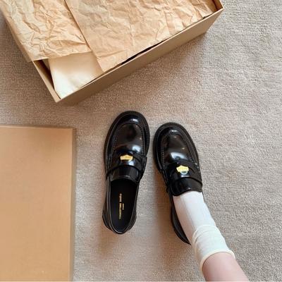 Версия из коровьей кожи~ Те же лоферы Amiu на толстой подошве и толстом каблуке, тапочки для ленивых, женские туфли из мелкой кожи