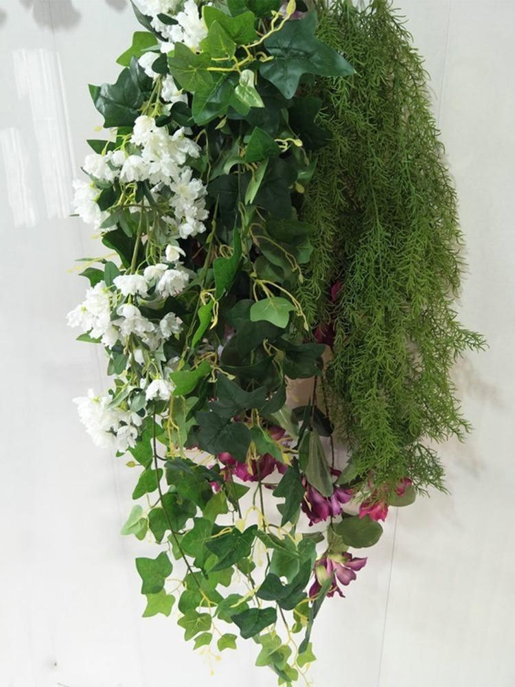 2 шт. 100 см зеленое растение, поддельное настенное висение, трава, длинная лоза, искусственные растения, пластиковые листья для домашнего сада, свадебного декора