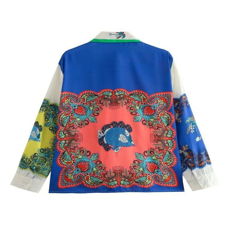 Fashion Style 2024 Summer New Arrival Women's Clothing Fashionable Temperamental All-Match Print Suit Shirt High Waist Casual Trousers