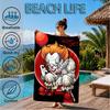 Custom Name Pennywise Clown Horror Beach Towel Microfiber Beach Towel, Lightweight and Quick-Dry, for Summer Travel, Swimming Pool Gift