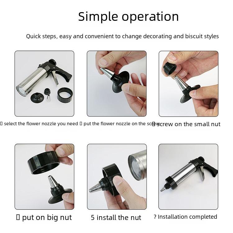 Stainless Steel Cookie Decorating Gun & Mold Set