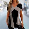 New Women's T-Shirt Curve Print V-Neck Fashion Streetwear Female Clothing Casual Summer Short Sleeve Pullover T Shirt for Women