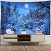 После снега лес ночной вид гобелен настенный богемный мистический колдовство искусство эстетика комнаты домашний декор