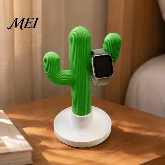 Charging Cable Storage Tray Cactus Headphone Stand And Watch Holder, Desktop Organizer with Headset Tray, 3D Printed Display Rack for Earphones Smart
