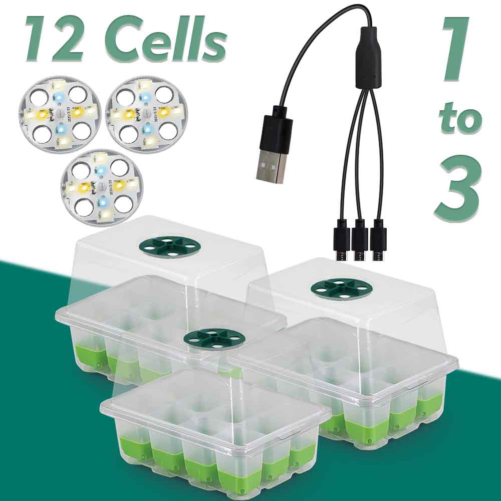 Светодиодная лампа для выращивания рассады, набор лотков с прозрачной крышкой, для домашнего сада, теплицы, для выращивания цветов, питомник, ящик для проращивания