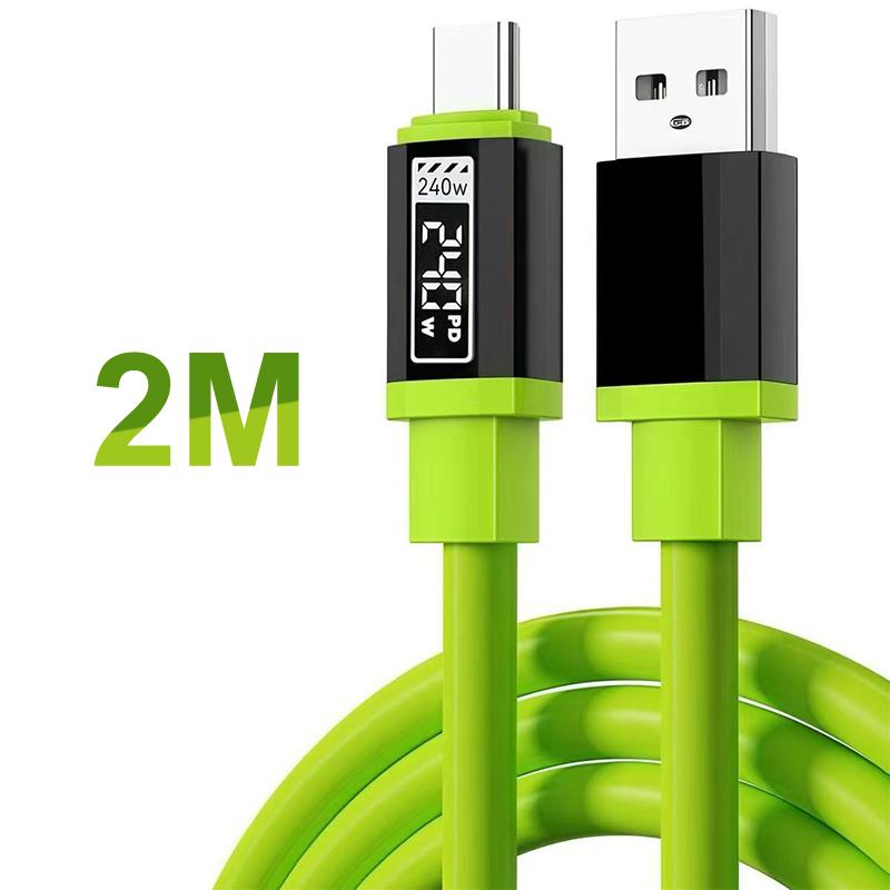 Кабель USB C 240 Вт с дисплеем мощности, Быстрая зарядка, Зарядное устройство для телефонов iPhone 15 16 17 Samsung Xiaomi Huawei, Шнур Type C 1-2 м