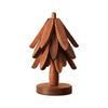 4PCS Christmas Tree Design Stand Pine Wooden Trivets Decorative Anti Scald Heat Resistant Table Mat Coaster Wood Placemats Pot
