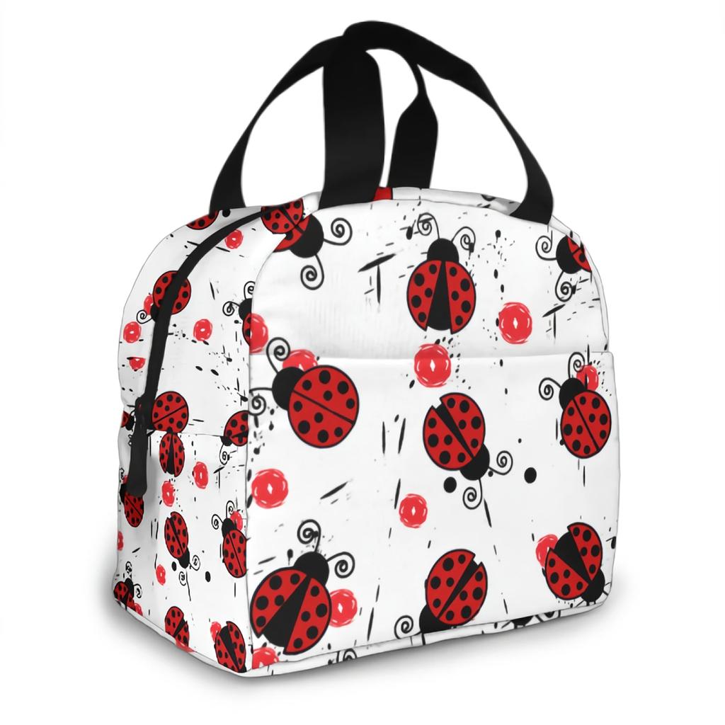 Love Bugs Red Ladybug Insulated Lunch Bag Lunch Box Containers for Women Men Shopping Office School Picnic
