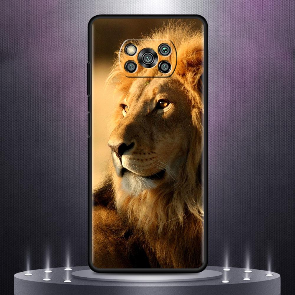 Чехол для телефона Xiaomi Mi Poco X3 NFC 10T Pro 11T 11 Lite Note 10 M3 9T F3 CC9, черный мягкий чехол A2 F1 в виде ракушки, большая кошка, животное, лев