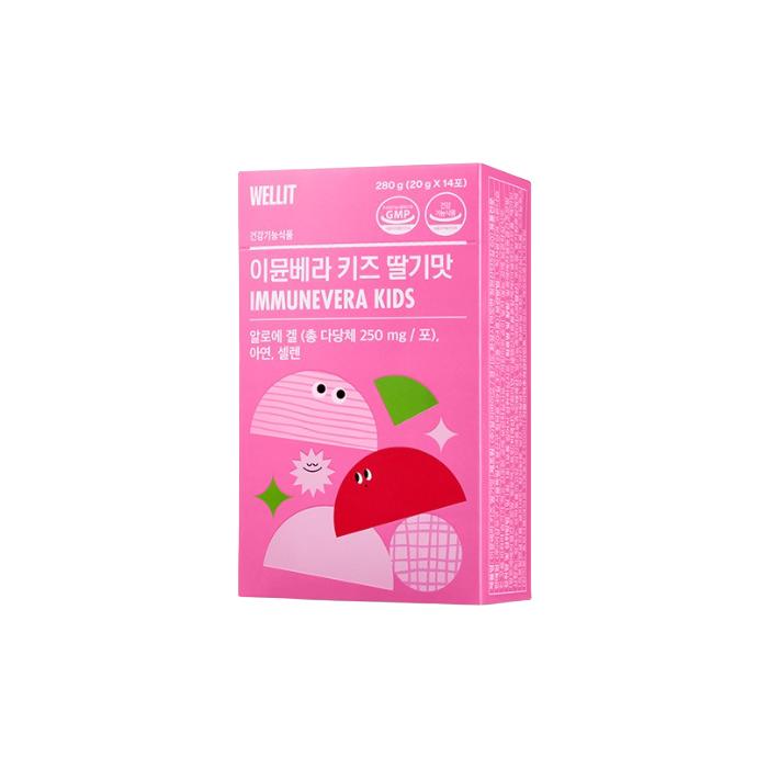 WELLIT IMMUNEVERA KIDS Алоэ гель Желе Блеск Мускат / Клубника / Молоко 20 г × 14 стиков (10 вариантов)