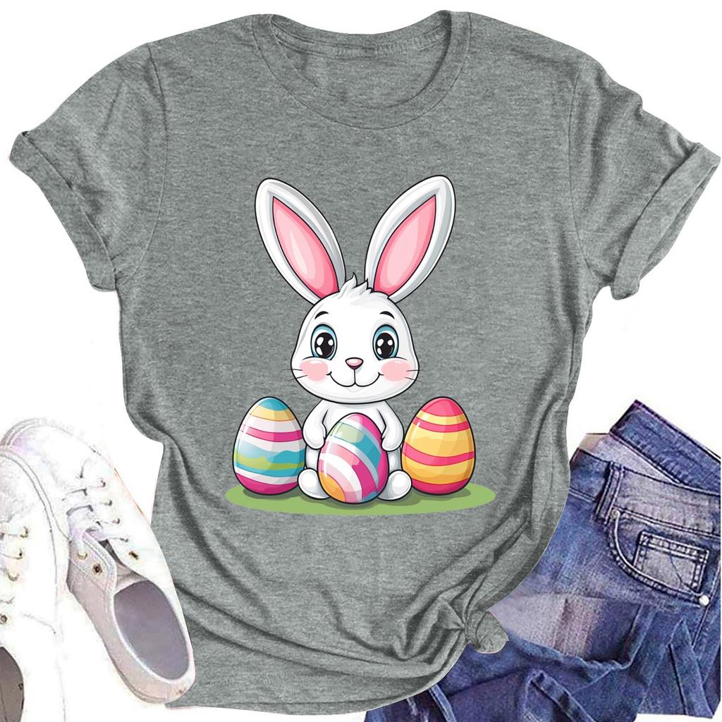 Women's Printed Round Neck Short-sleeved T-shirt Top