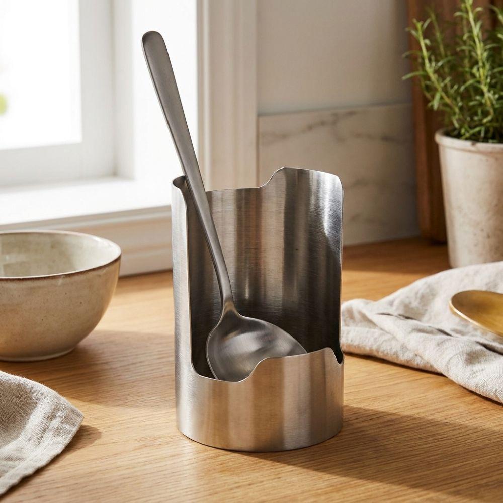 Stable Spoon Holder Tray Stainless Steel Spatula Holder Pot Lid Storage Rack Dinning Table
