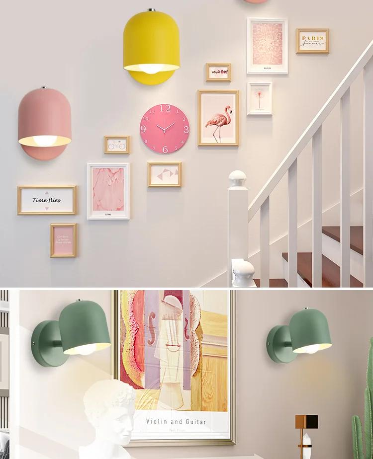 Modern Minimalist Nordic Macaron Restaurant Wall Lamp Study Bedroom Bedside Light Indoor Lighting Hotel Lamp Porch Wall Lights