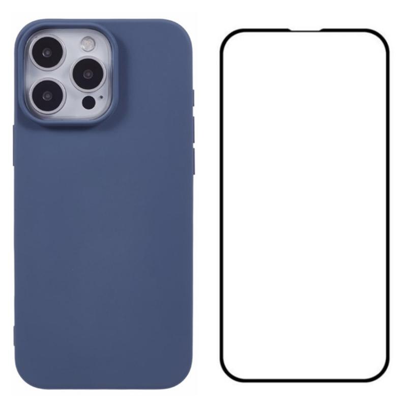 Чехол для iPhone 16 Pro Max, ТПУ чехол для телефона с защитной пленкой для экрана (Большое отверстие для линзы)