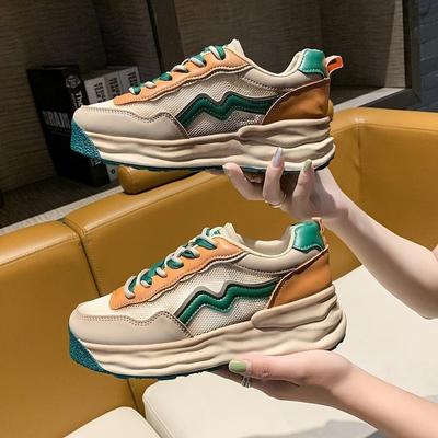 Женские кроссовки на платформе, модные сетчатые кроссовки на толстой подошве, модные осенние удобные туфли для папы на шнуровке Chaussure Femme