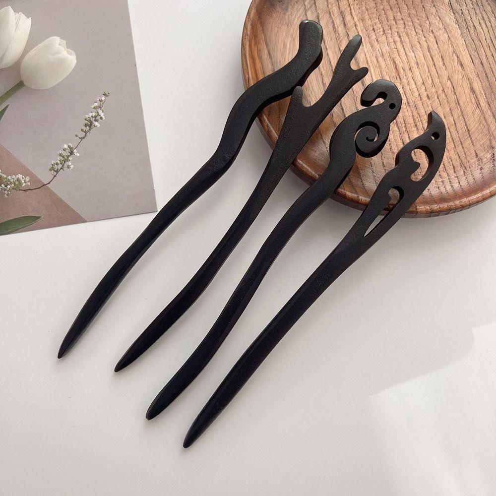 Ladies Women Carved Hanfu Hairpins Hair Accessories Chinese Style Hair Fork Wooden Hair Sticks