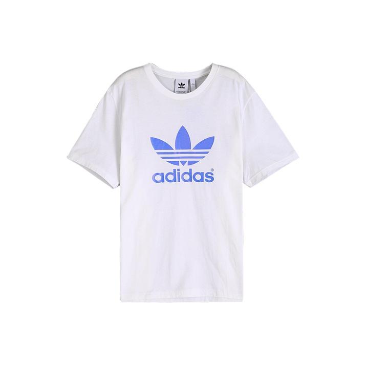 adidas Originals Trefoil Синяя футболка с короткими рукавами и логотипом Мужские топы Белые DP8570