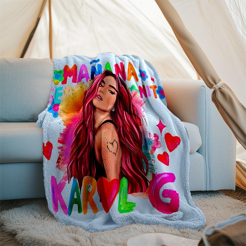 Karol G printed throw blanket—soft,warm;versatile blanket for all seasons—perfect as &air-conditioning throw,nap blanket