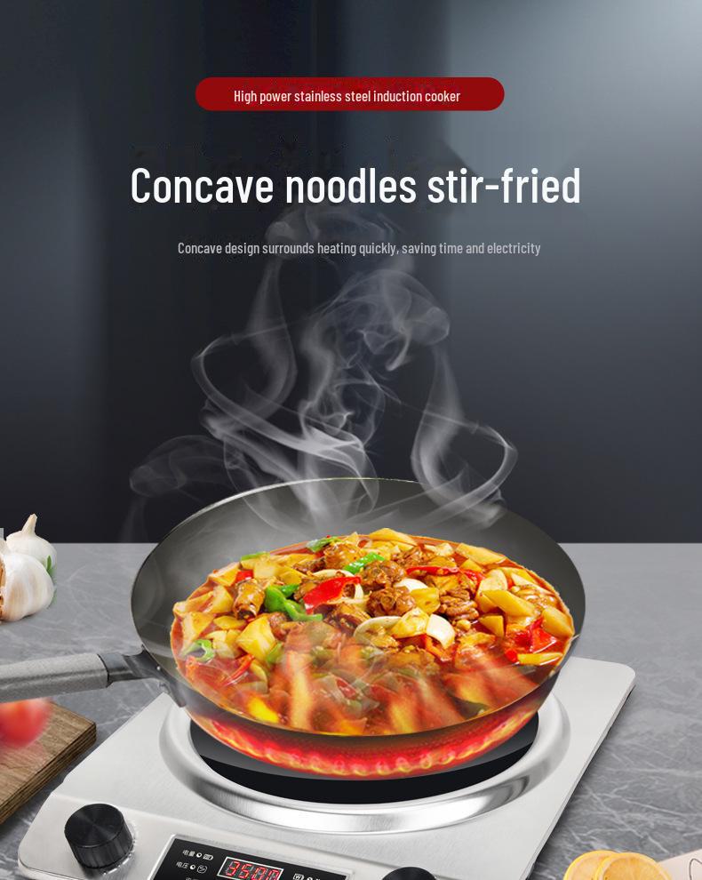 Concave 5000W High-Power Induction Stove: Commercial Stir-Fry, Stainless Steel, Multifunctional Electric Ceramic Cooker