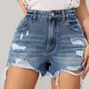 Women's Distressed Denim Shorts - Edgy Frayed Hem Hot Pants
