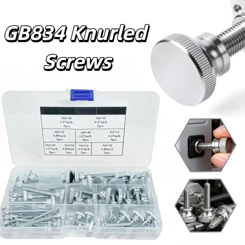 45pcs Large Head Thumb Screws Durable Round Head Screws GB834 Knurled Screws Construction