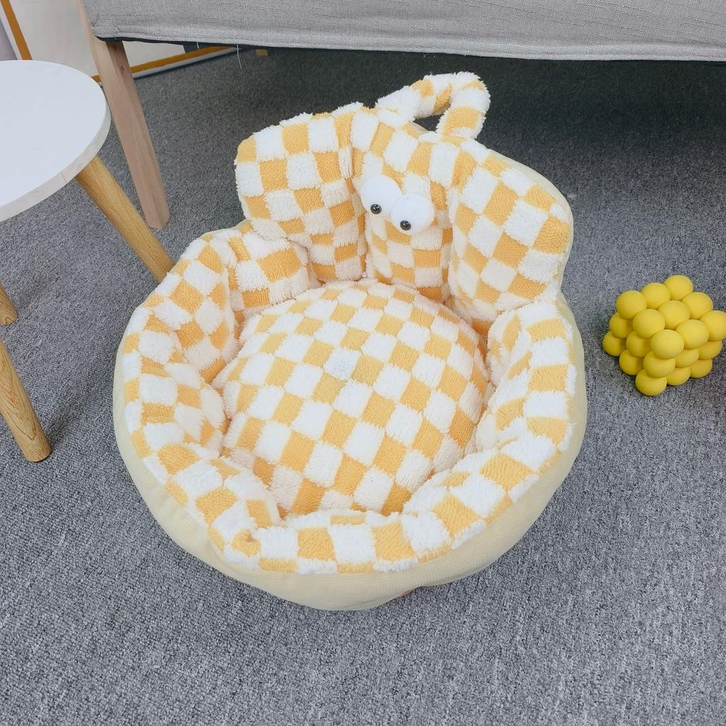 Диван-гнездо Big Eyes Checkerboard Round Nest Bed Pet Bed Cat Bed Dog Bed Pet Laugh Universal Small and Medium Size for All Seasons