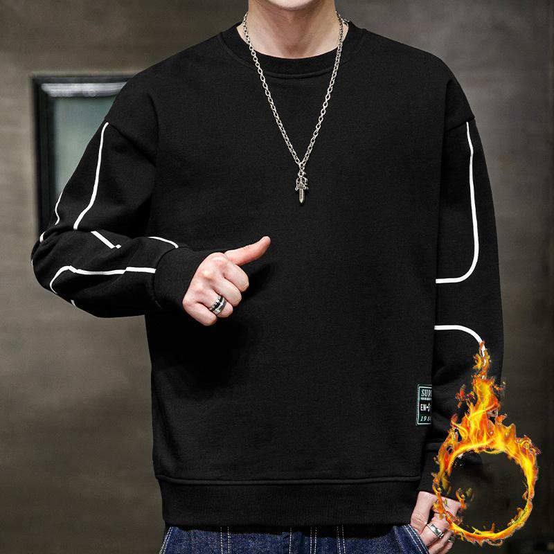 Зимняя новая толстовка с капюшоном для мужчин 2025 года, утолщенная/обычная, модная, с круглым вырезом, свободный верх, длинный рукав, нижняя одежда