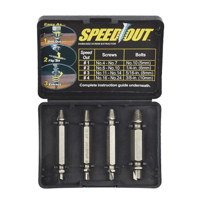 Set of 4 "Speed" Screw Extractors 20cm Silver