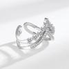 925  Silver Ring Hollow V-shaped Opening Ring Ladies Fashion Simple Birthday Party Wedding Anniversary Jewelry Gift