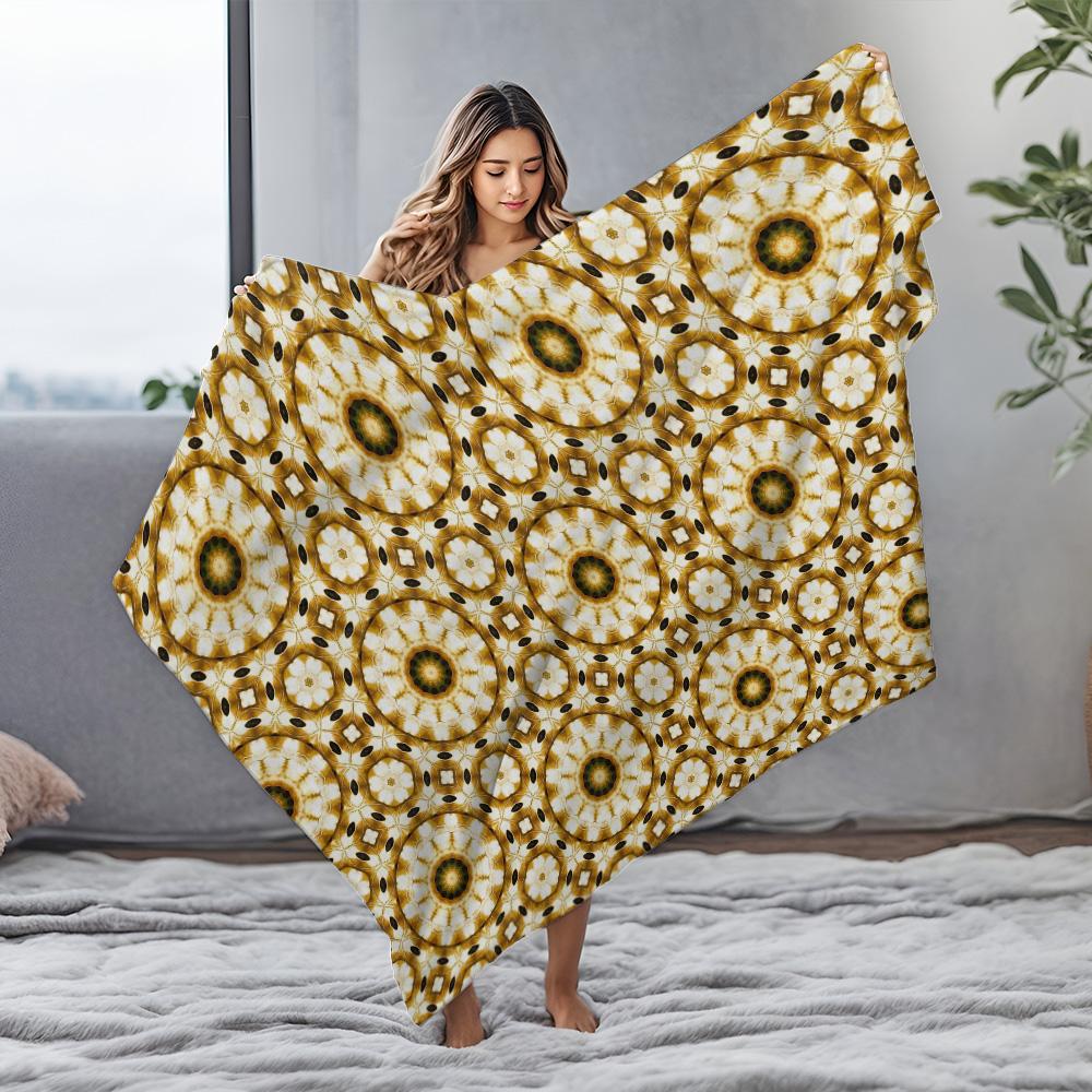 Mustard Yellow Geometric Pattern Throw Blanket Moroccan Kilim Rug Style Sofa Bed Decorative Cushion Cover Bedspread