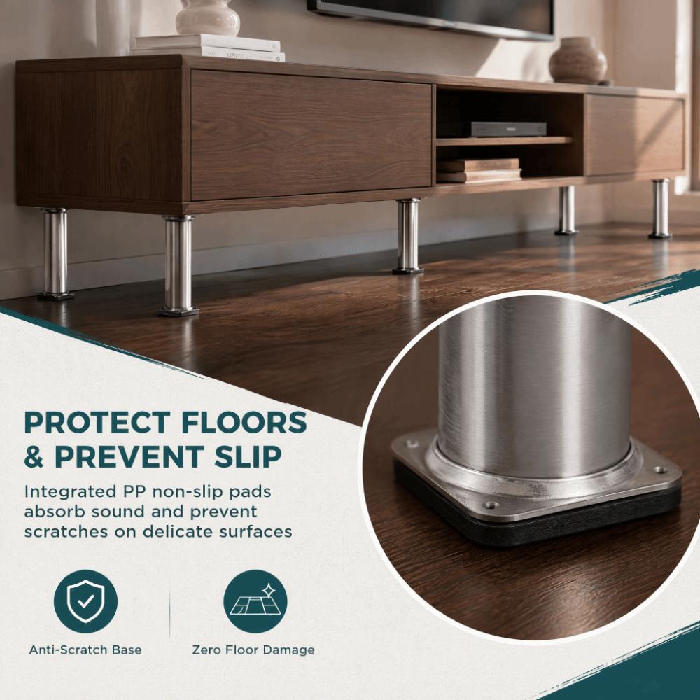 Stainless Steel Furniture Legs with Non Slip Pads Furniture Feet Sofa Bed Support Upgrade