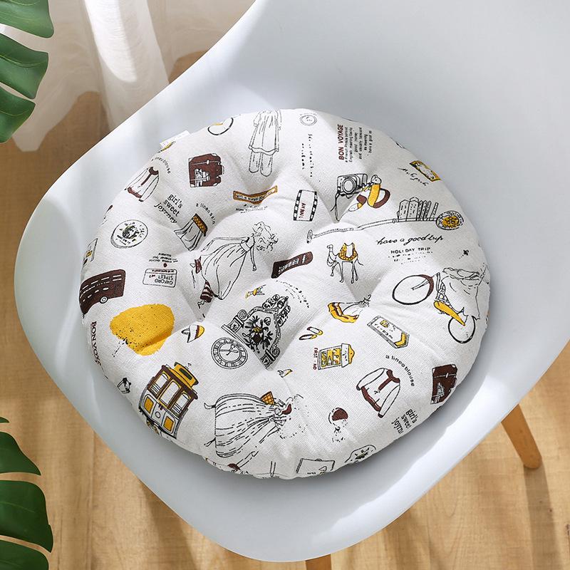 Thick Round Tatami Chair Cushion - Cute Student or Teacher Cotton & Linen Mat