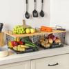 Для Grand Panier Métallique Empilable Avec Dessus En Bambou, Comptoir De Cuisine, Organisateur Et Rangement De Garde-manger, Pan