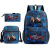 New Schoolbag Animation Three-piece Set Heat Transfer Schoolbag Small Shoulder Pencil Bag Primary and Secondary School Students Backpack
