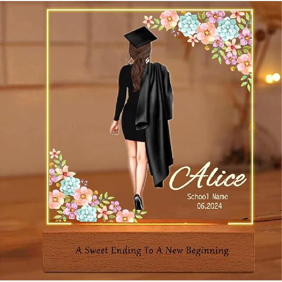 Персонализированные подарки на выпускной для нее, индивидуальный выпускной класс 2024 года, ночник из акрила, поздравления с выпускным подарком для дочери, сына, класс